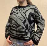 Sweter kimono szerokie rękawy czarny srebrny brokatowy wzorzysty H&M
