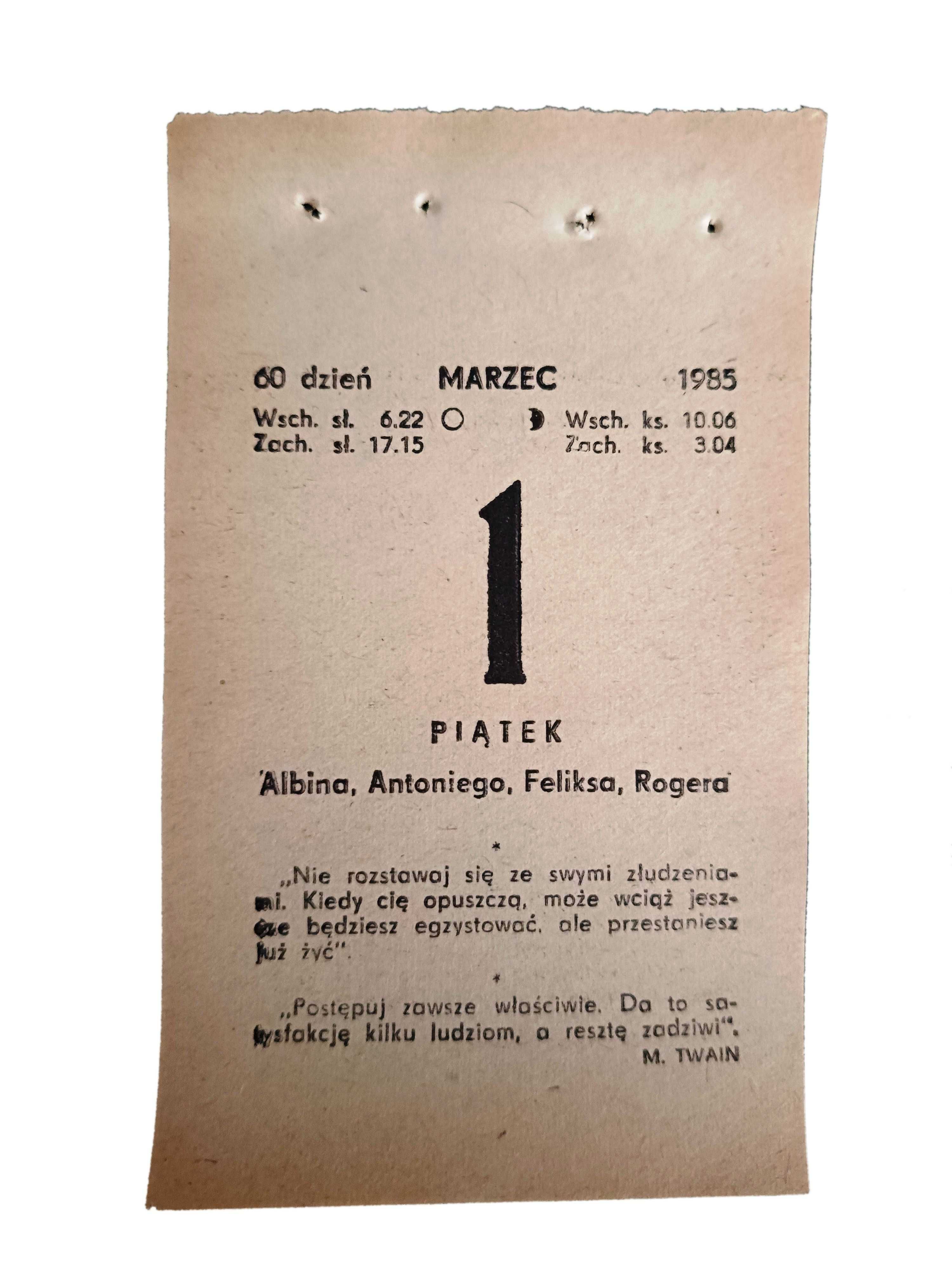 1985 oryginalna kartka z kalendarza zdzierak - 40 urodziny - PREZENT