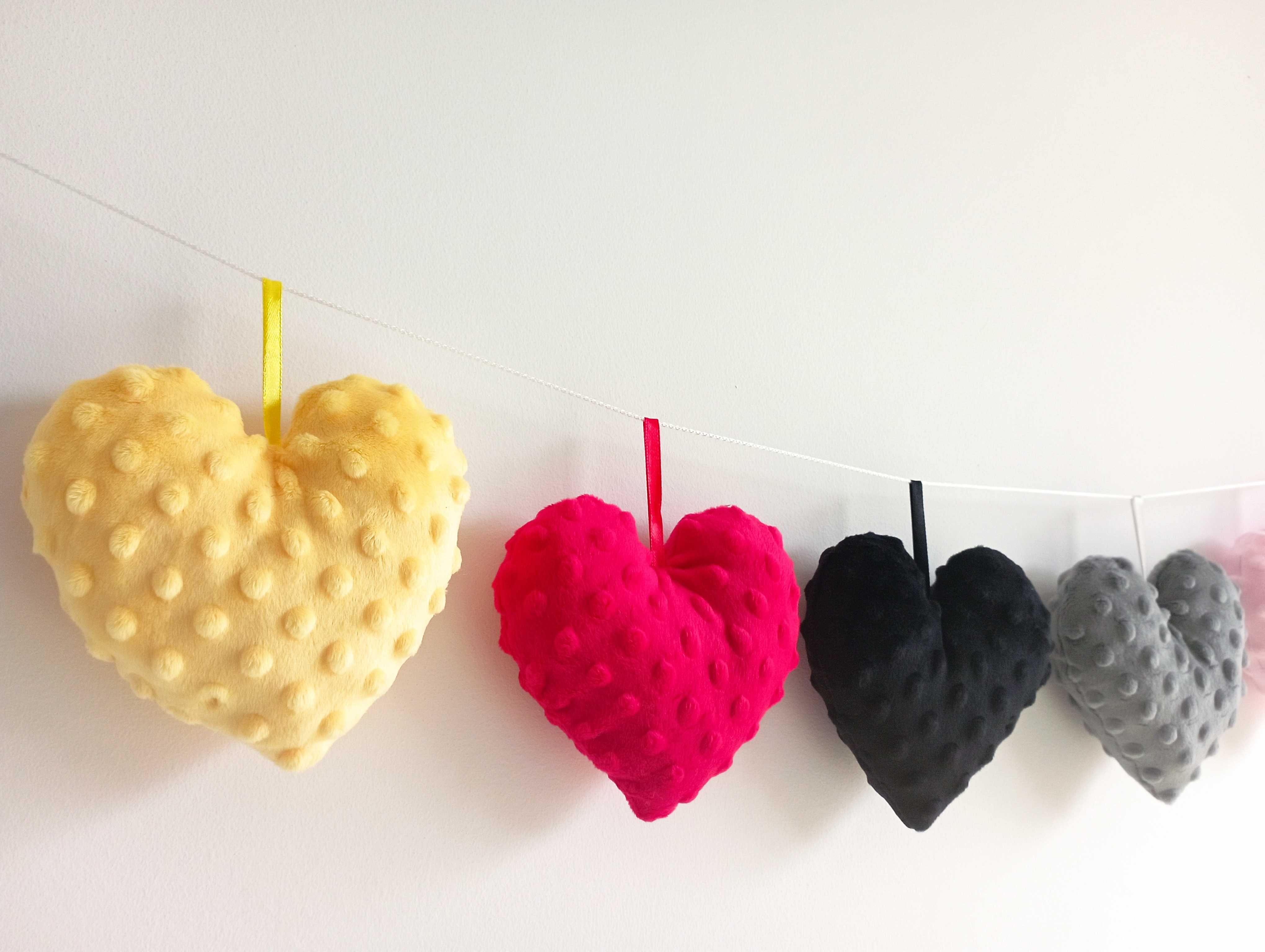 Dekoracyjne serce Minky zawieszka 3D szyte bawełna Hand made 15cm