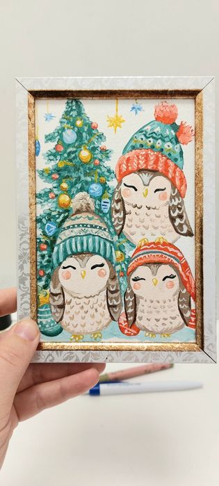 Картина "Новорічні сови"
