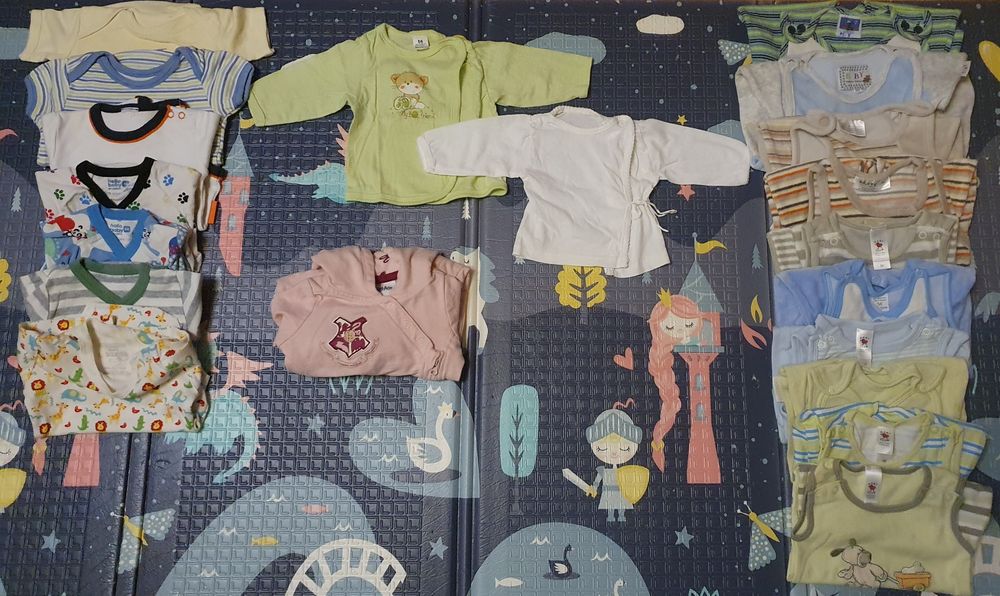 Zestaw ciuchów 50 cm 56 cm body śpiochy kaftaniki paka ubrań