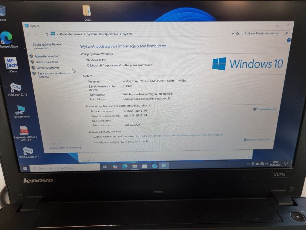 Thinkpad X121e + Interfejs VCDS 24.7.0 VW, AUDI