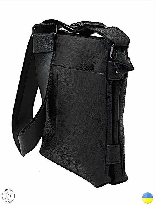 Шкіряний стильний месенджер №8024 Black,натуральна шкіра,на кожен день