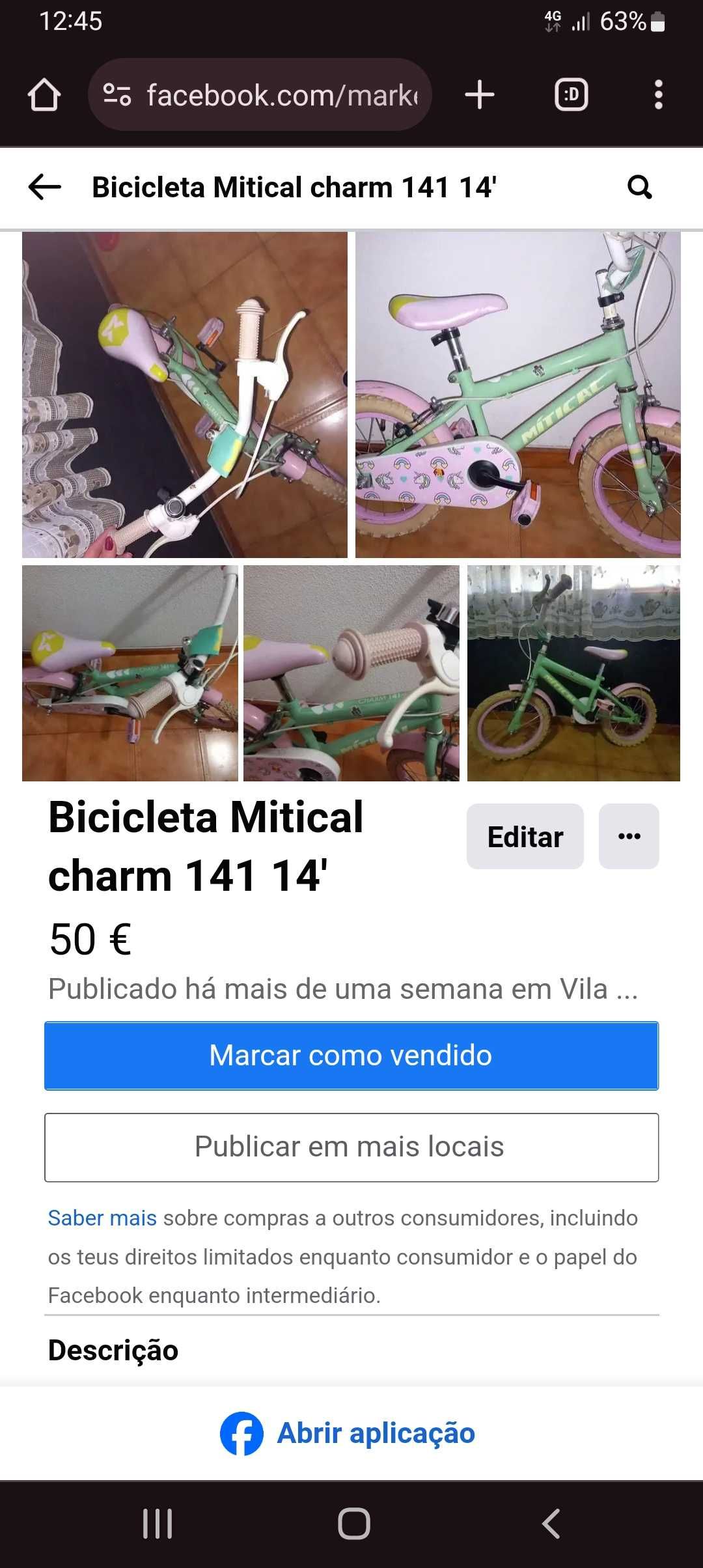 Bicicleta criança bom estado