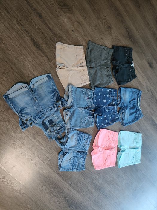 Zestaw spodenki dla dziewczynki, ogrodniczki rozmiar 110/116