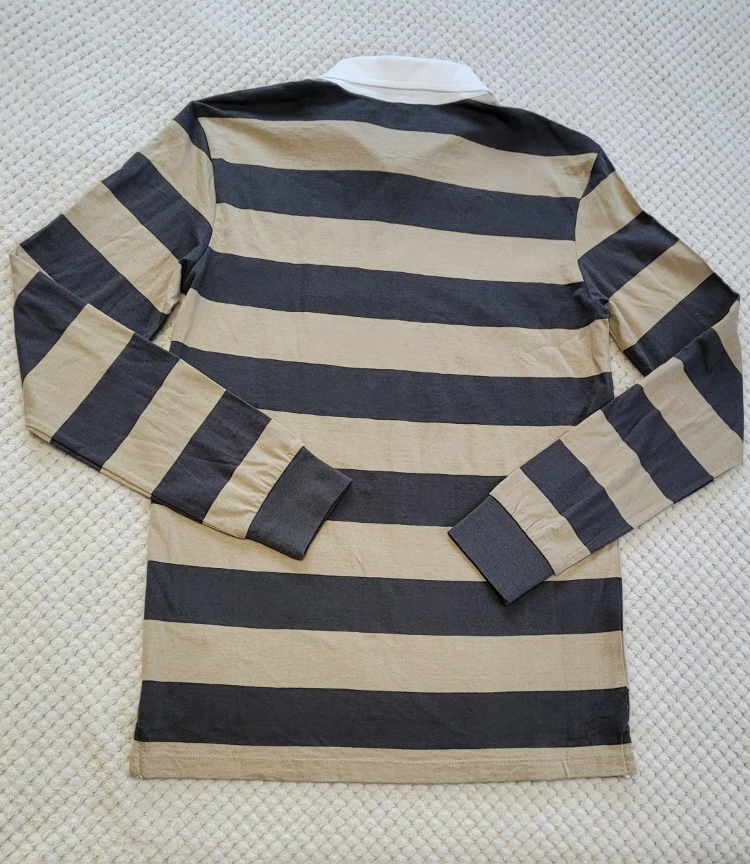 Nowa bluzka męska na długi rękaw longsleeve w paski z kołnierzykiem