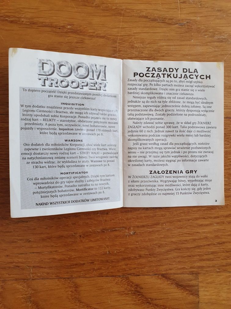 Doomtrooper – kolekcja 185 kart + oryginalna instrukcja PL