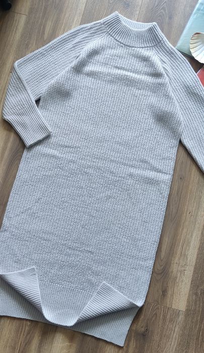 Тепла в'язана сукня плаття S-М сіро-блакитна