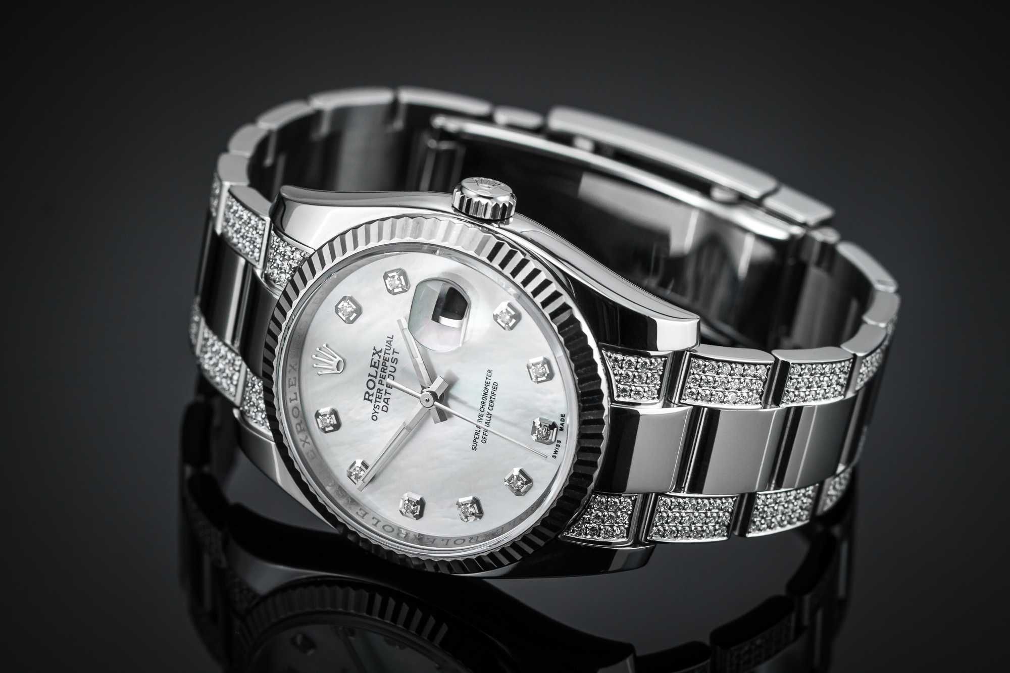 Stalowy ROLEX z tarczą z masy perłowej (Datejust 36)