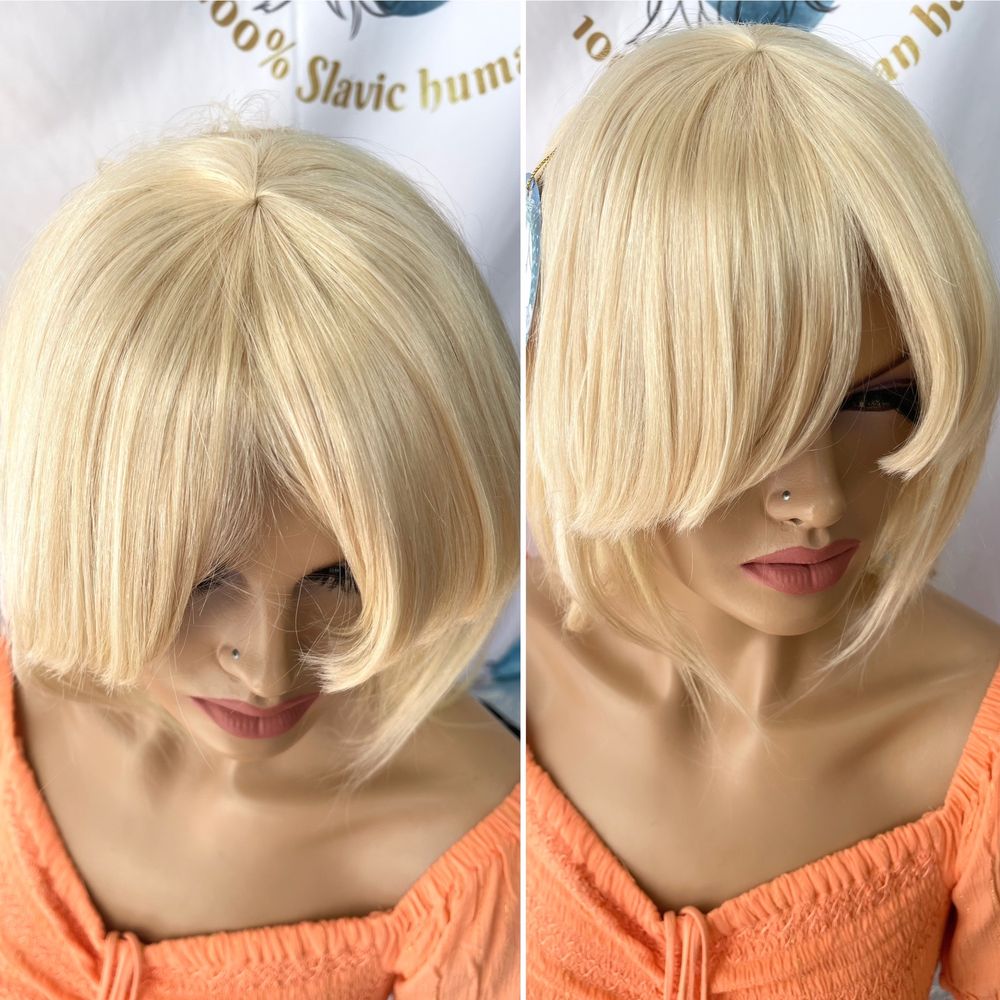 Натуральная чёлка накладка топпер славянский блонд детский волос