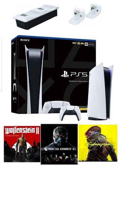 Konsola Sony PlayStation 5 Digital PS5 825GB PS5 Pad 3x GRA + Łado GW!