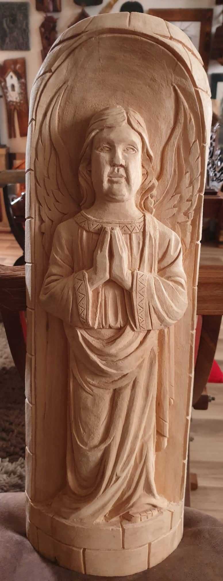 Anioł Srtóż rzeźba płaskorzeźba drewno nowy prezent