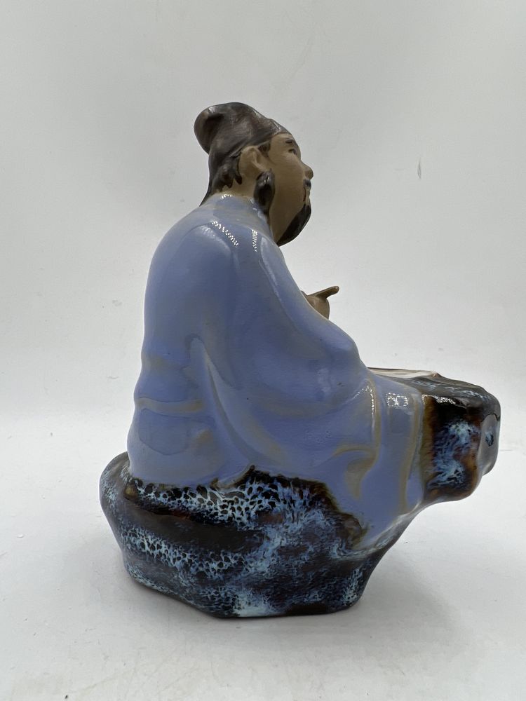 Chińska figurka ceramiczna Shiwan niebieska vintage B41/42646