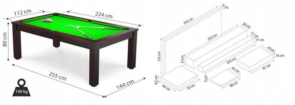 Stół bilardowy - Radley Verso 8ft