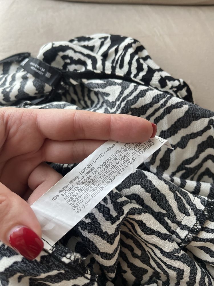 Sukienka ZARA zebra wzory mini wiskoza