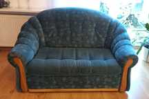 Elegancka sofa dwuosobowa kolor niebieski błękitny morski