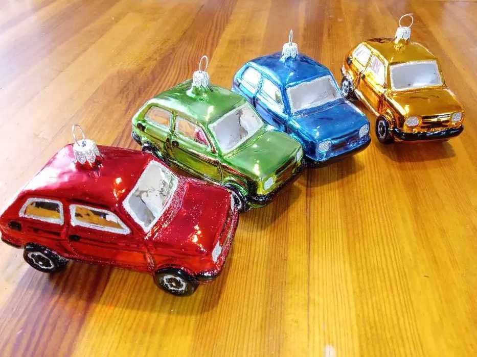 Bombki choinkowe szklane FIAT 126p zestaw 4 sztuk