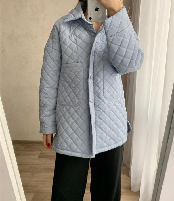 Вільна якісна стьобана куртка/сорочка/бомбер оверсайз xs-m