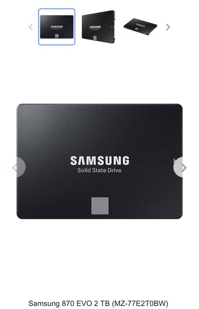 Накопичувач SSD Samsung 870 EVO 2 TB (MZ-77E2T0BW)