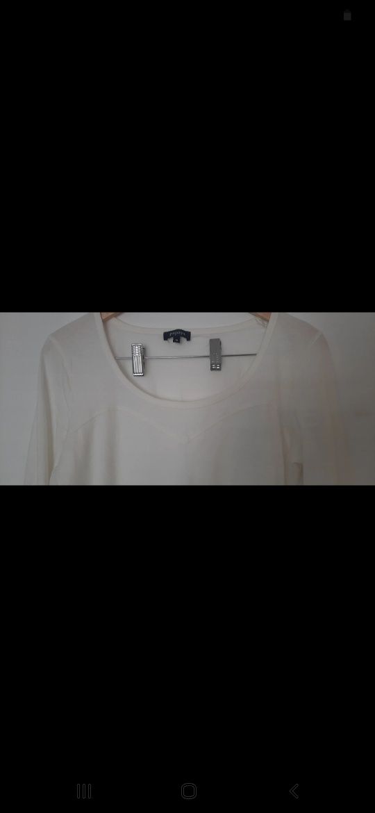 Biała kremowa bluzka z długim rękawem t-shirt oversized