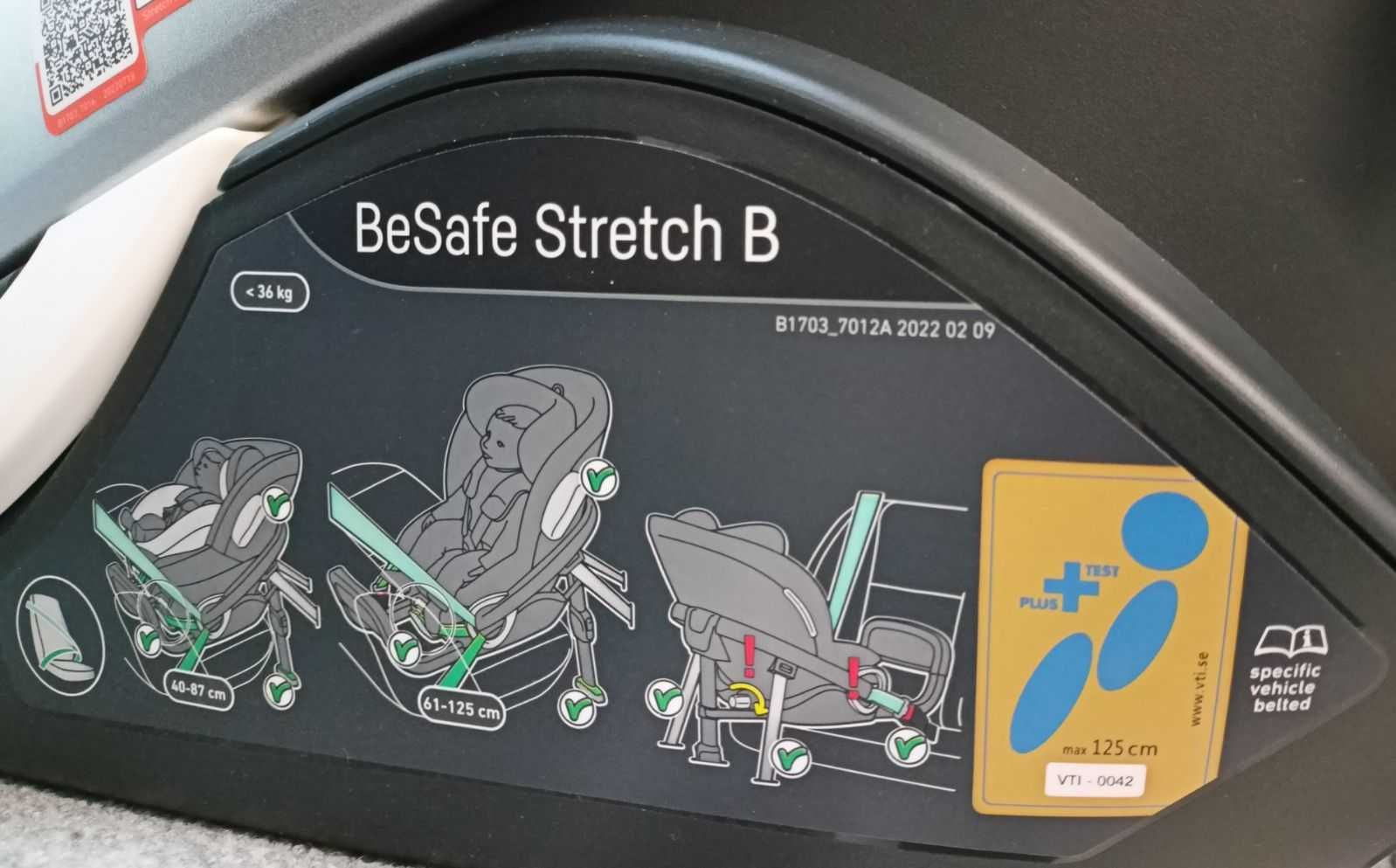 NOWY Fotelik samochodowy BeSafe STRETCH B Tyłem RWF 0-36kg