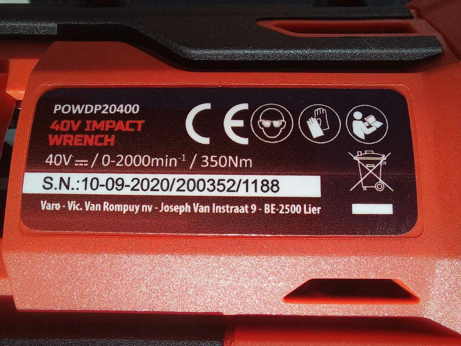 Потужний акумуляторний гайковерт імпакт 40в powerplus powdp20400