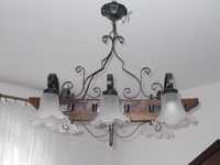 Lampa,żyrandol drewniany na belce-altana, taras,mieszkanie