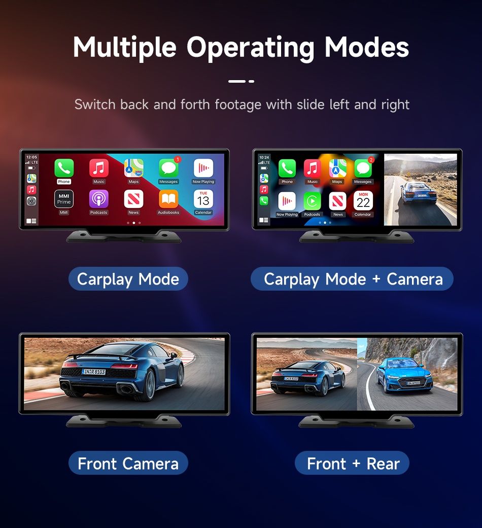 Автомагнитола Видеорегистратор с CarPlay и Android Auto+Камера AHD 720