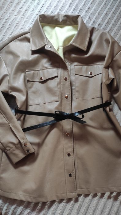 Куртка/рубашка экокожа. Бежевая куртка весна осень. Куртка екошкіра .