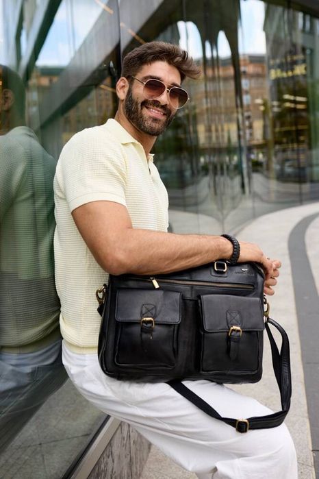 męska torba na laptopa ze skóry naturalnej - peterson