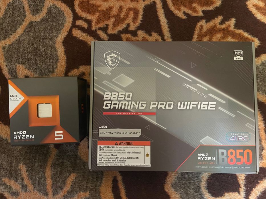 Топовий комплект AMD Ryzen 5 7600x3d + MSI B850 Gaming Pro WiFi6e
