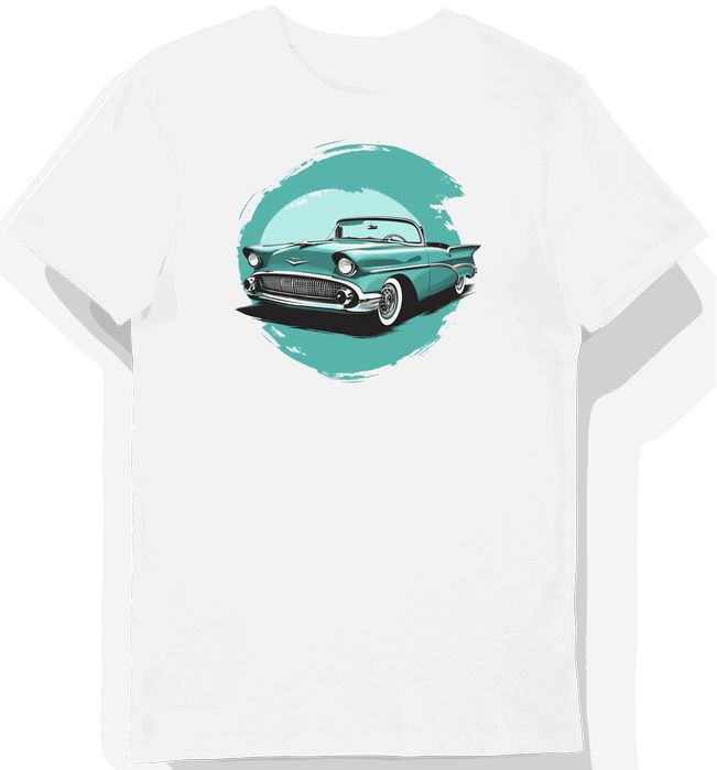 Koszulka męska biała z motywem klasycznego kabrioletu L