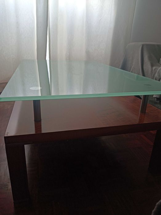 Mesa apoio retangular com vidro