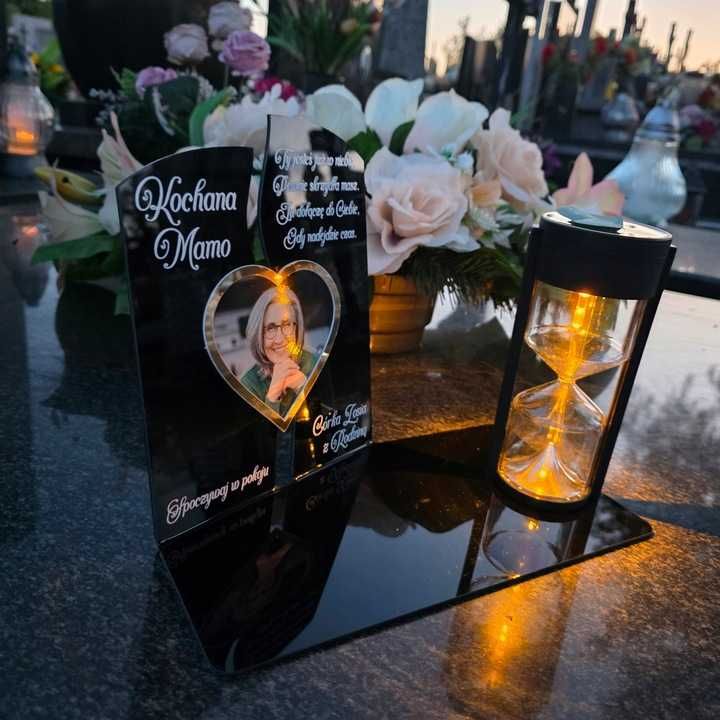 WIECZNY ZNICZ SOLARNY Ze Zdjęciem dla Mamy Taty Babci Dziadka NA Grób