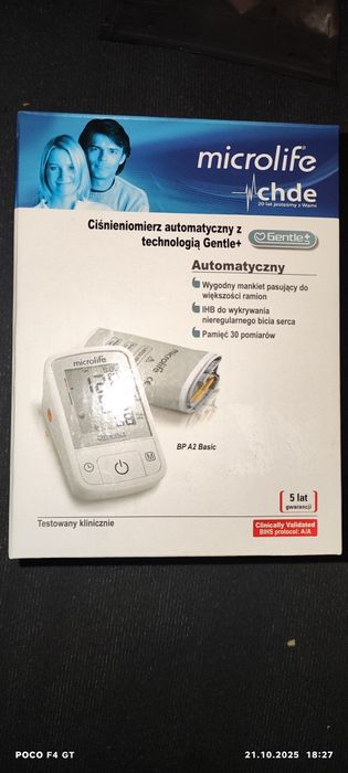 Ciśnieniomierz Microlife BP A2 Basic z technologią Gentle+