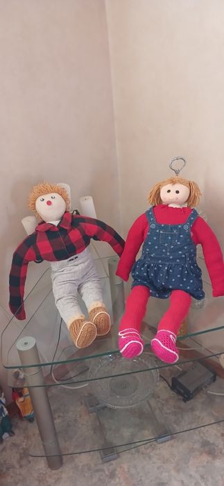 Куклы мягконабивные большого размера волосами из ниток мальчик девочка