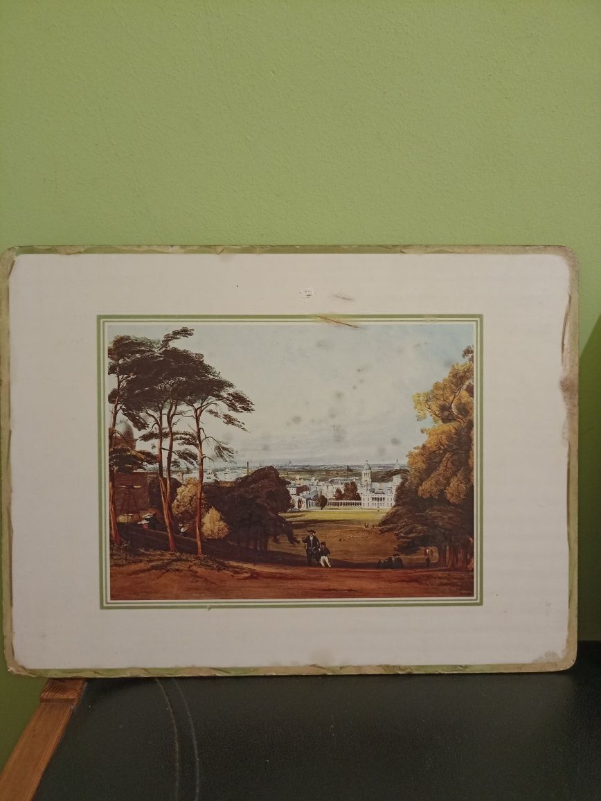 Kolekcja 4 starych obrazów reprodukcji XIX wieku.