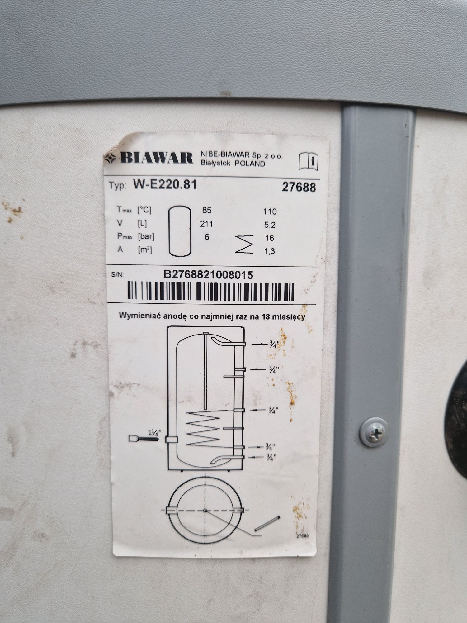 Zasobnik na wodę BIWAR mega W-E 220.81 z grzałką