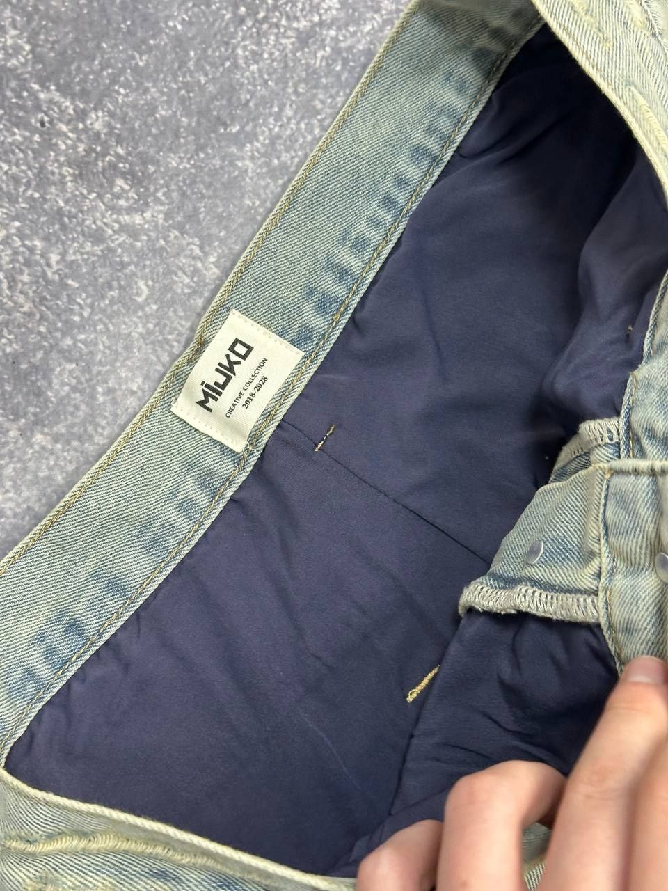 Джинсы кастом голубые рваные широкие distressed custom archive opium L