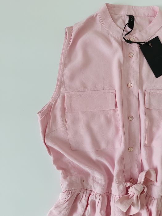 Różowa koszulowa sukienka wiskozowa z paskiem, 100% viscose, YES 36 S