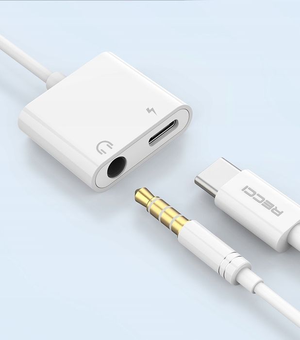 Przejściówka Adapter Usb-C Usb C + Aux 3,5 Mm Do Słuchawek Recci