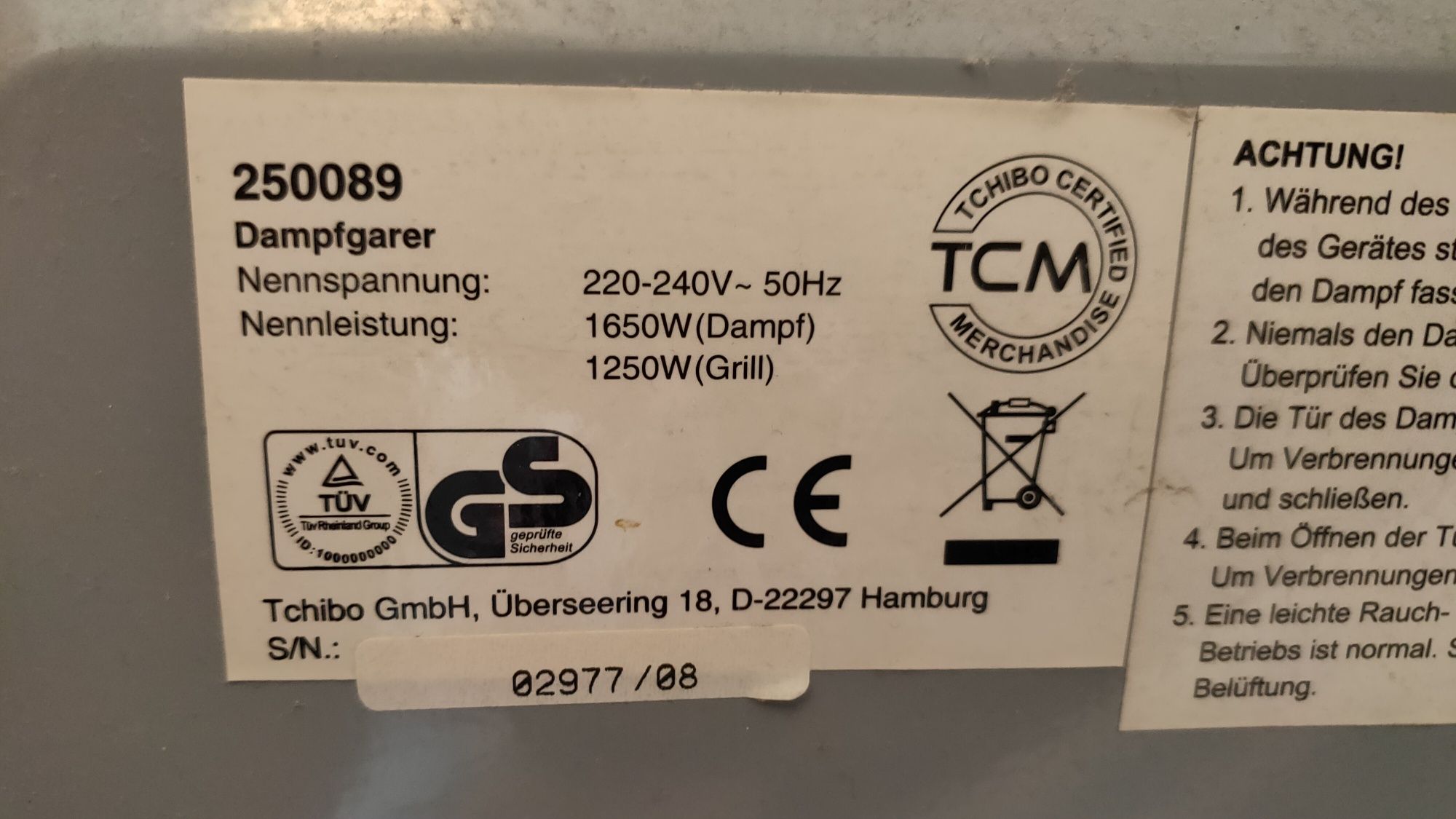 Piekarnik, parowar TCM Tchibo
