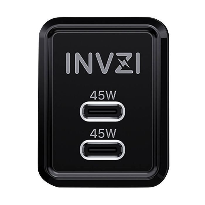 Ładowarka Sieciowa Invzi Gan 2X Usb-C, 45W, Eu (Czarna)