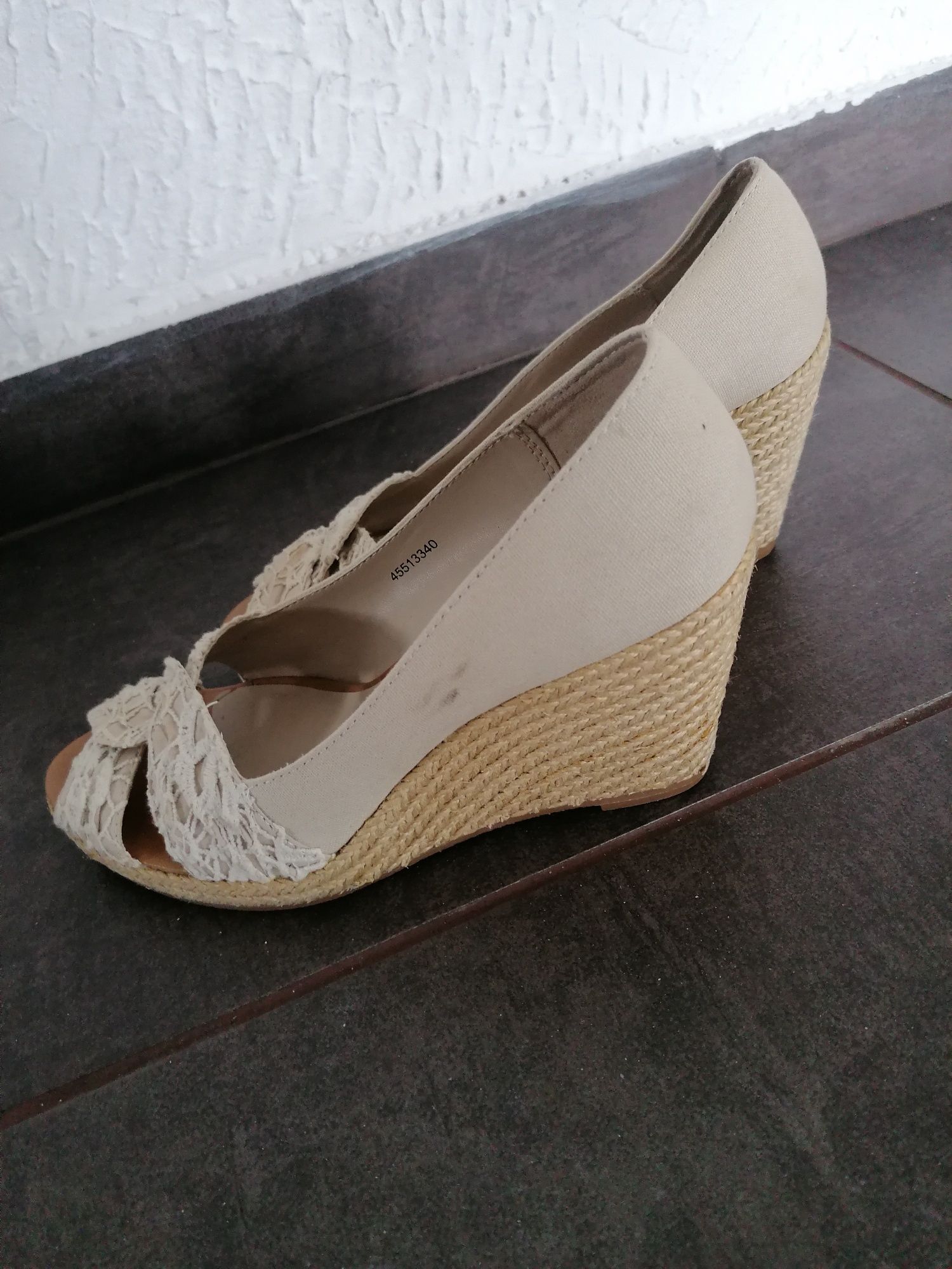 Clarks espadryle sandały botki koturn rozm. UK 4 EU 37 23,5 cm bdb
