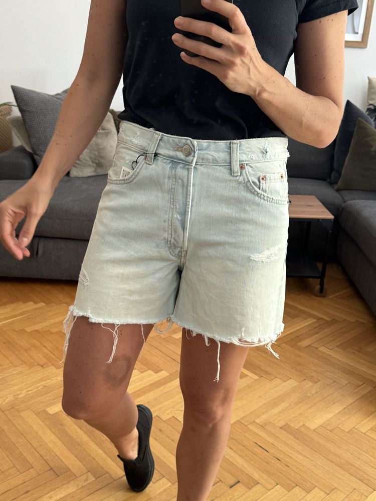 ZARA, szorty jeansowe, boyfriend, niebieskie, roz. 36