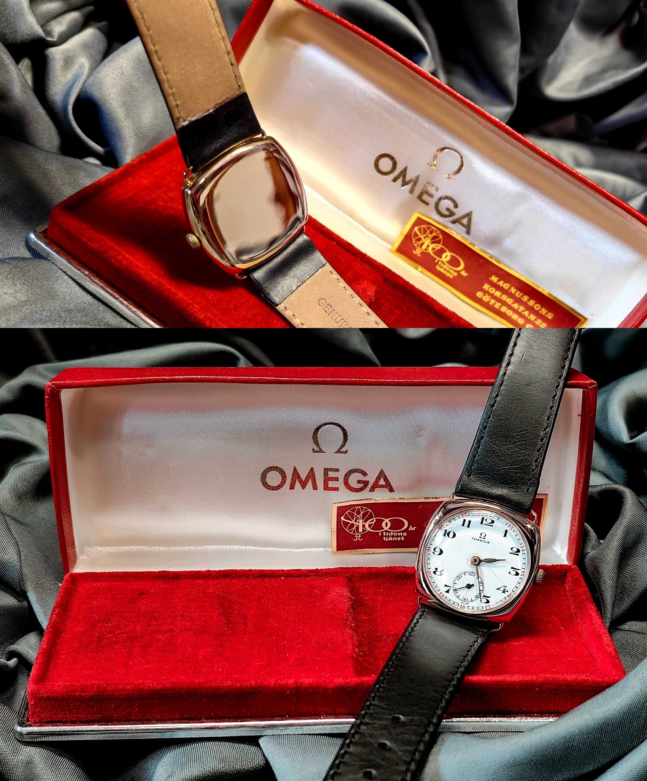Złoty Zegarek OMEGA Cushion 1920's 14K Gold 585 Mech Unikat Pudełko