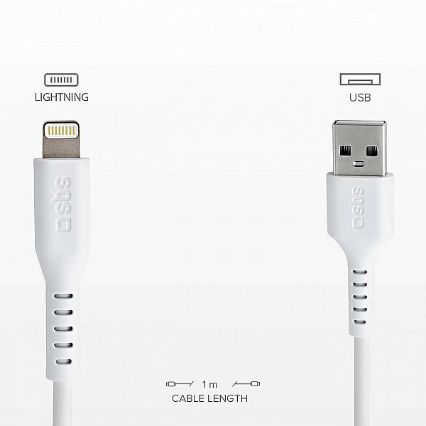 Kabel SBS TECABLEUSBIP589W USB-A - Lightning - biały