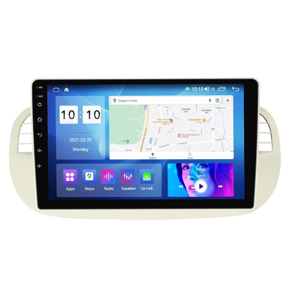 Rádio 9" Fiat 500 Abarth 2007-15 CARPLAY Android Auto GPS wifi 4/64GB