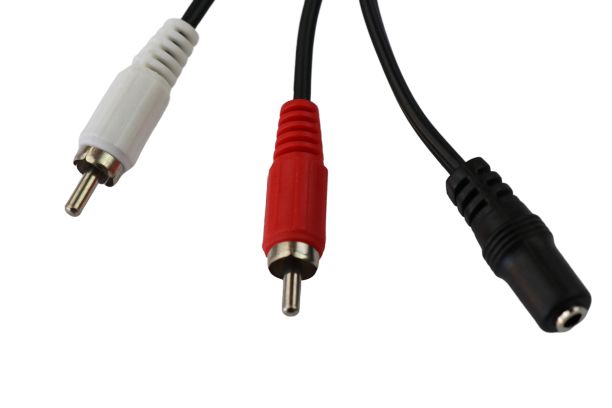 JACK 3,5 mm żeński na 2x RCA AV CHINCH męskie PRZEJŚCIÓWKA L/R