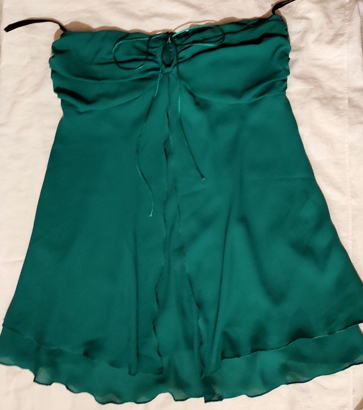 Retro szmaragdowa zieleń sukienka r. 36 38 S M tunika warstwowa H&M
